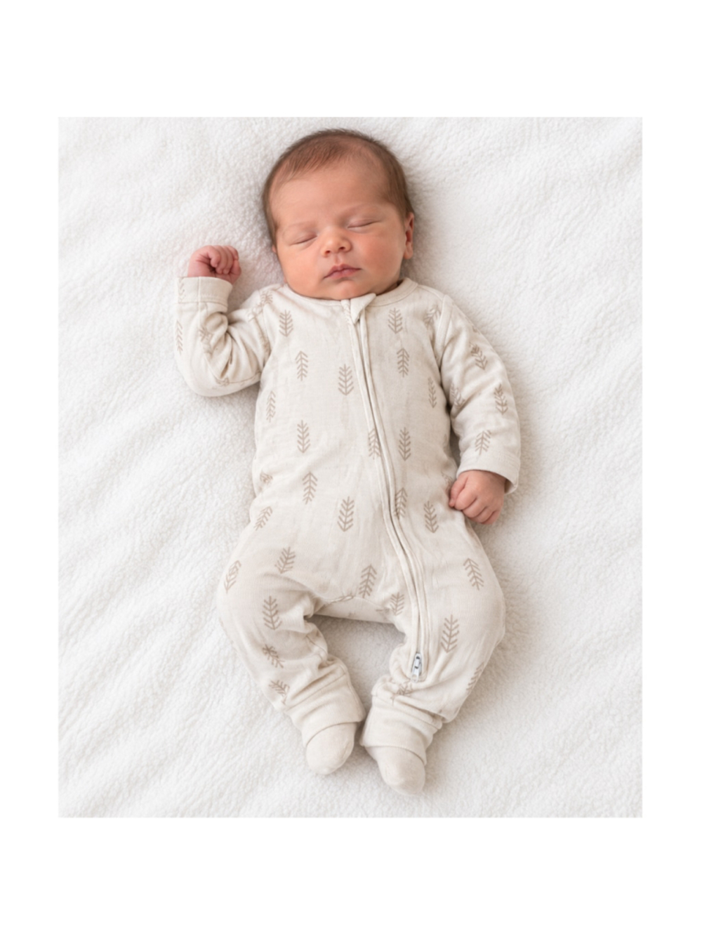 Baby Boy's Cloud Island Modal 2-Way Zip Long Sleeve Bodysuit–Tan–Newborn–NWT